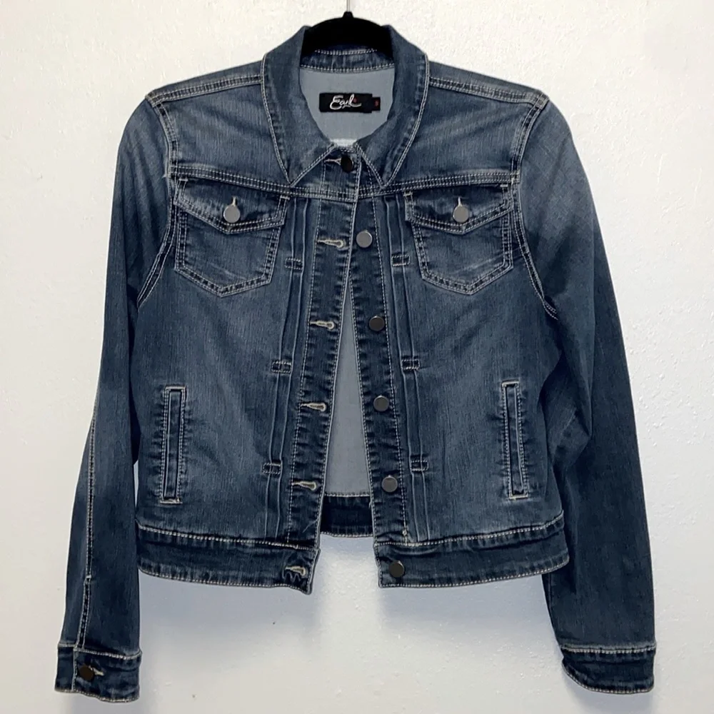 Earl Medium Wash Blue Jean Denim Urban Edgy Streetwear Trucker Jean Jacket 3049 - Picture 1 of 8
